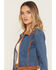 Image #2 - Show Me Your Mumu Women's Dawson Medium Wash Denim Jacket, Medium Wash, hi-res