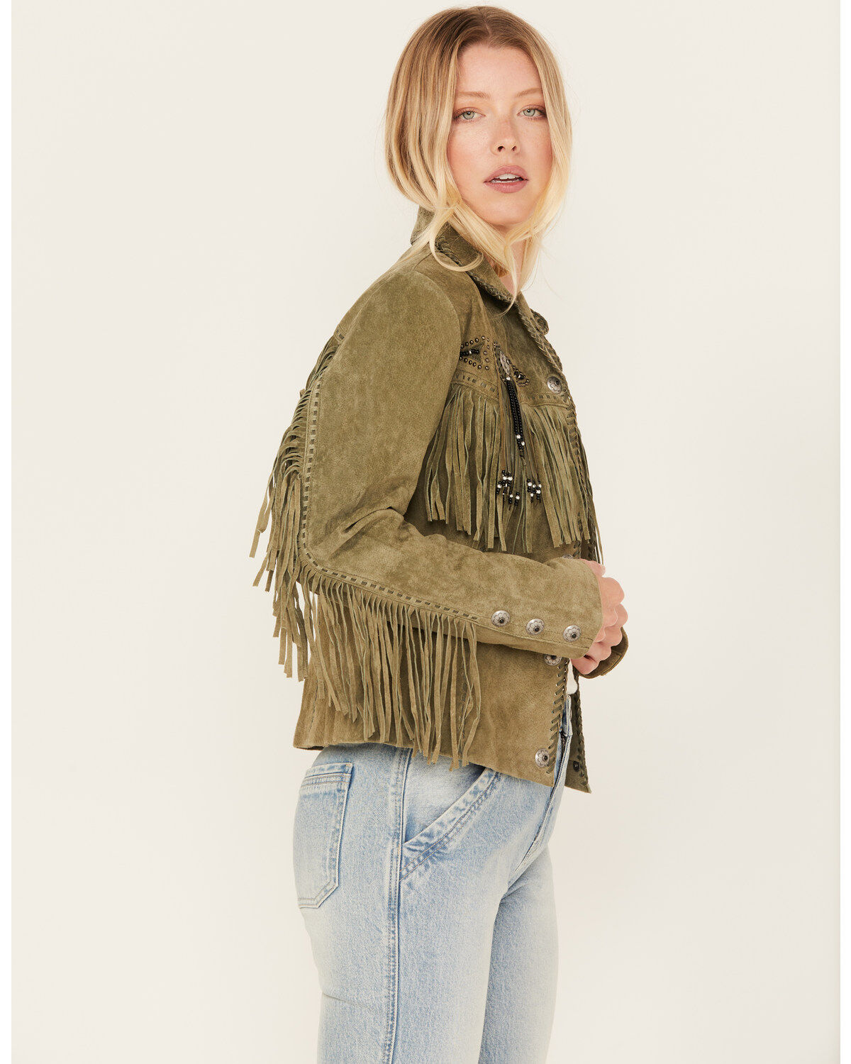 Image #2 - Scully Women's Fringe and Beaded Jacket, , hi-res