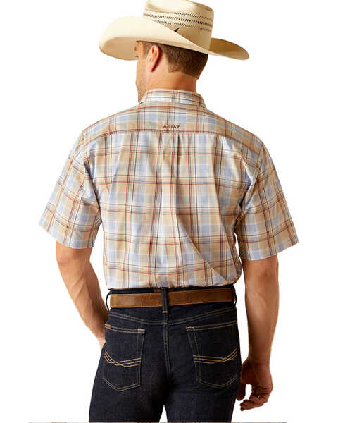 Image #4 - Ariat Men's Pro Series Denzel Plaid Print Short Sleeve Button-Down Western Shirt , Beige, hi-res
