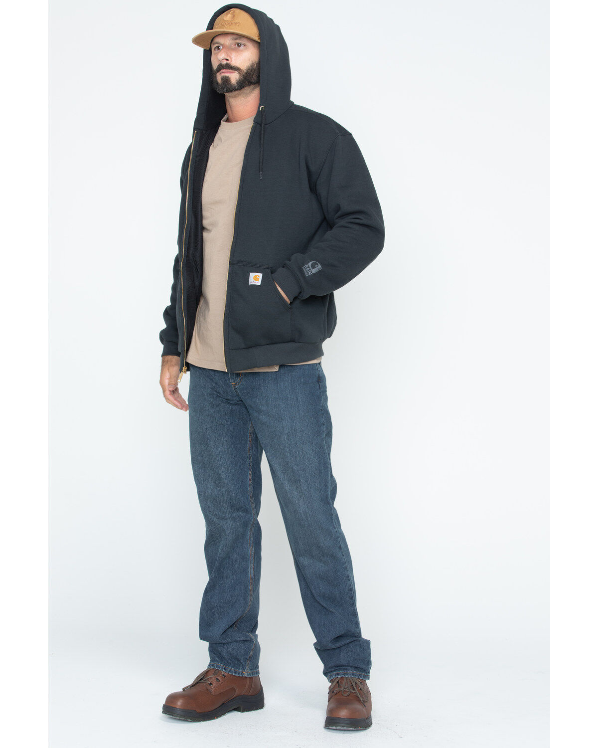 carhartt men's rain defender rutland thermal lined hooded zip front sweatshirt