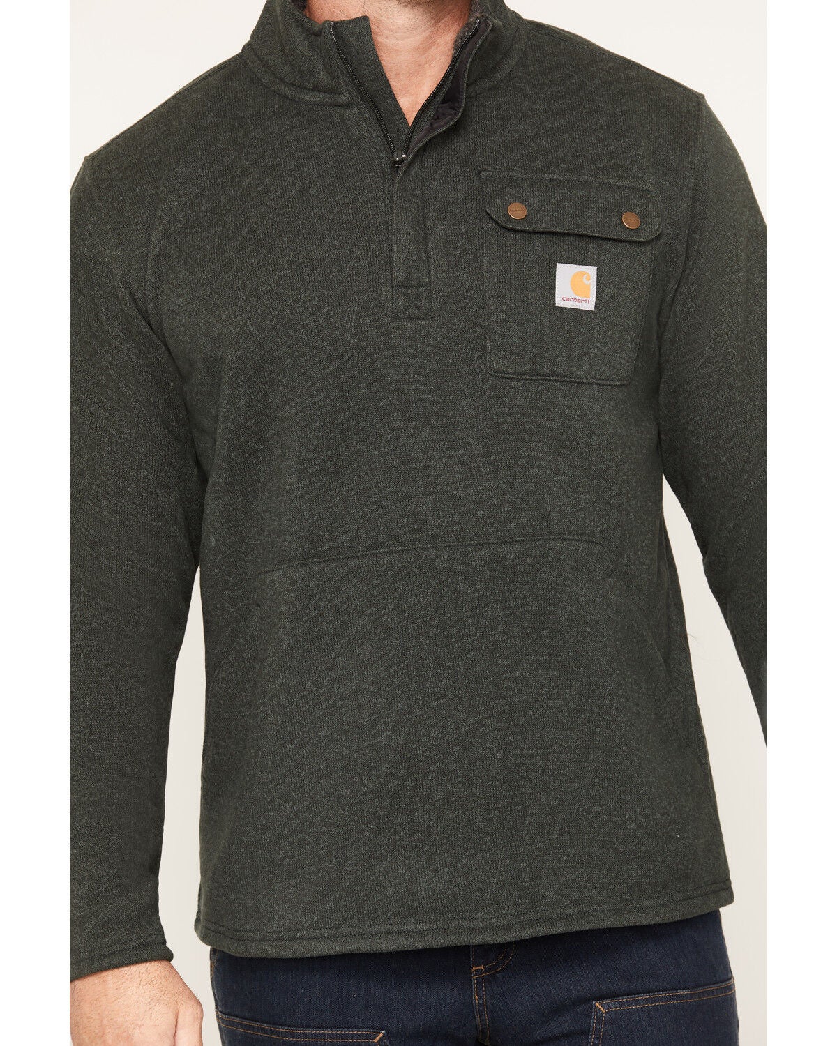 Image #3 - Carhartt Men's Wayland 1/4 Zip Sweater, Green, hi-res