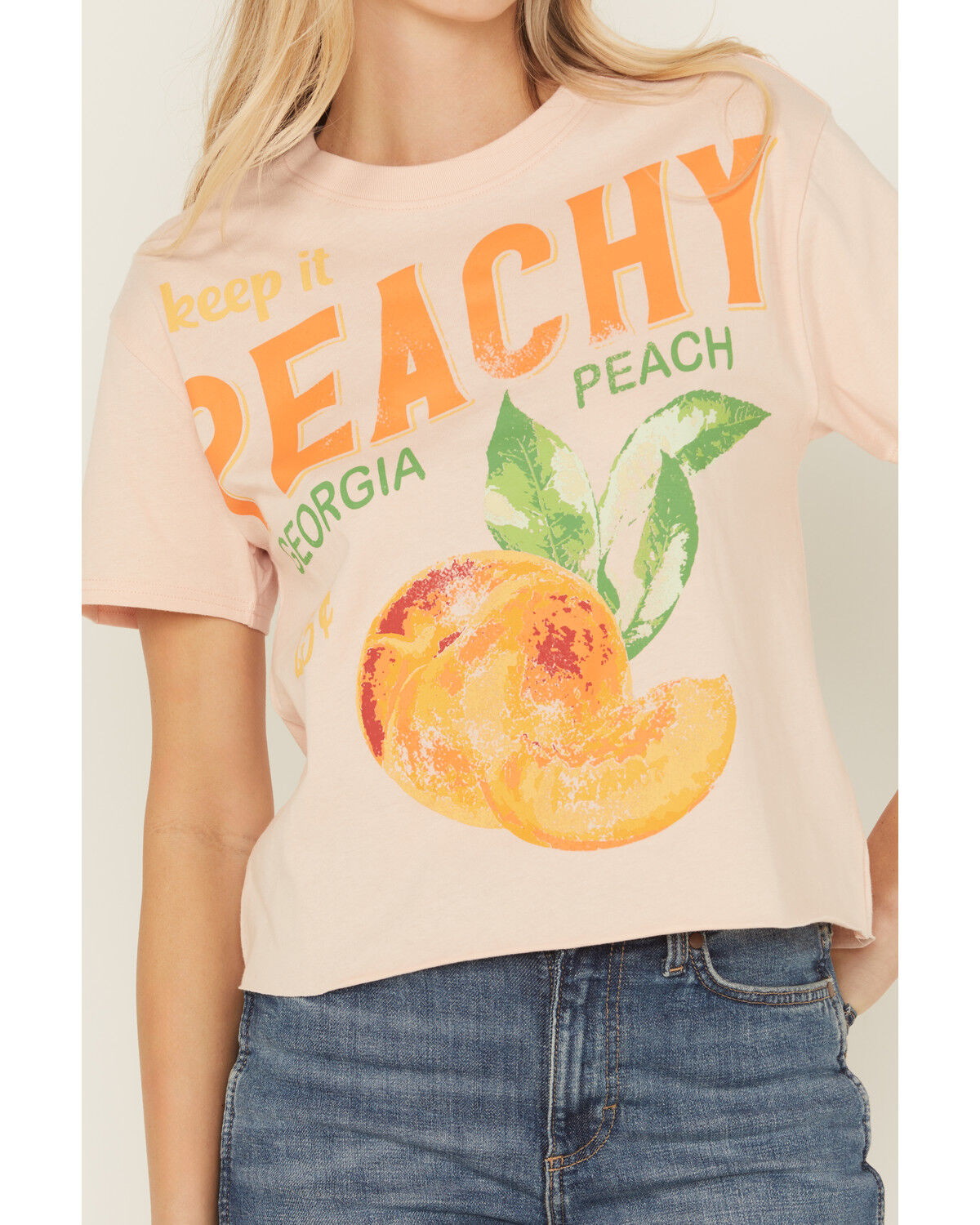 Image #3 - Blended Women's Keep It Peachy Short Sleeve Graphic Tee, Orange, hi-res