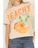 Image #3 - Blended Women's Keep It Peachy Short Sleeve Graphic Tee, Orange, hi-res