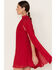 Flying Tomato Women's Pleated Cape Dress, Red, hi-res