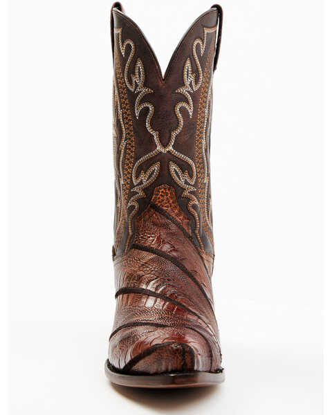 Dan Post Men's Exotic Wrapped Ostrich Leg Western Boots - Snip Toe , Tan, hi-res