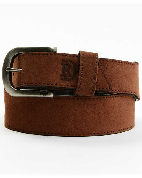 Red Dirt Hat Co. Men's Roughout Leather Belt, Brown, hi-res