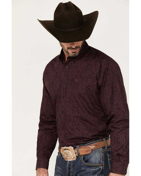 Image #2 - Cinch Men's Medallion Print Long Sleeve Button-Down Western Shirt, Brown, hi-res