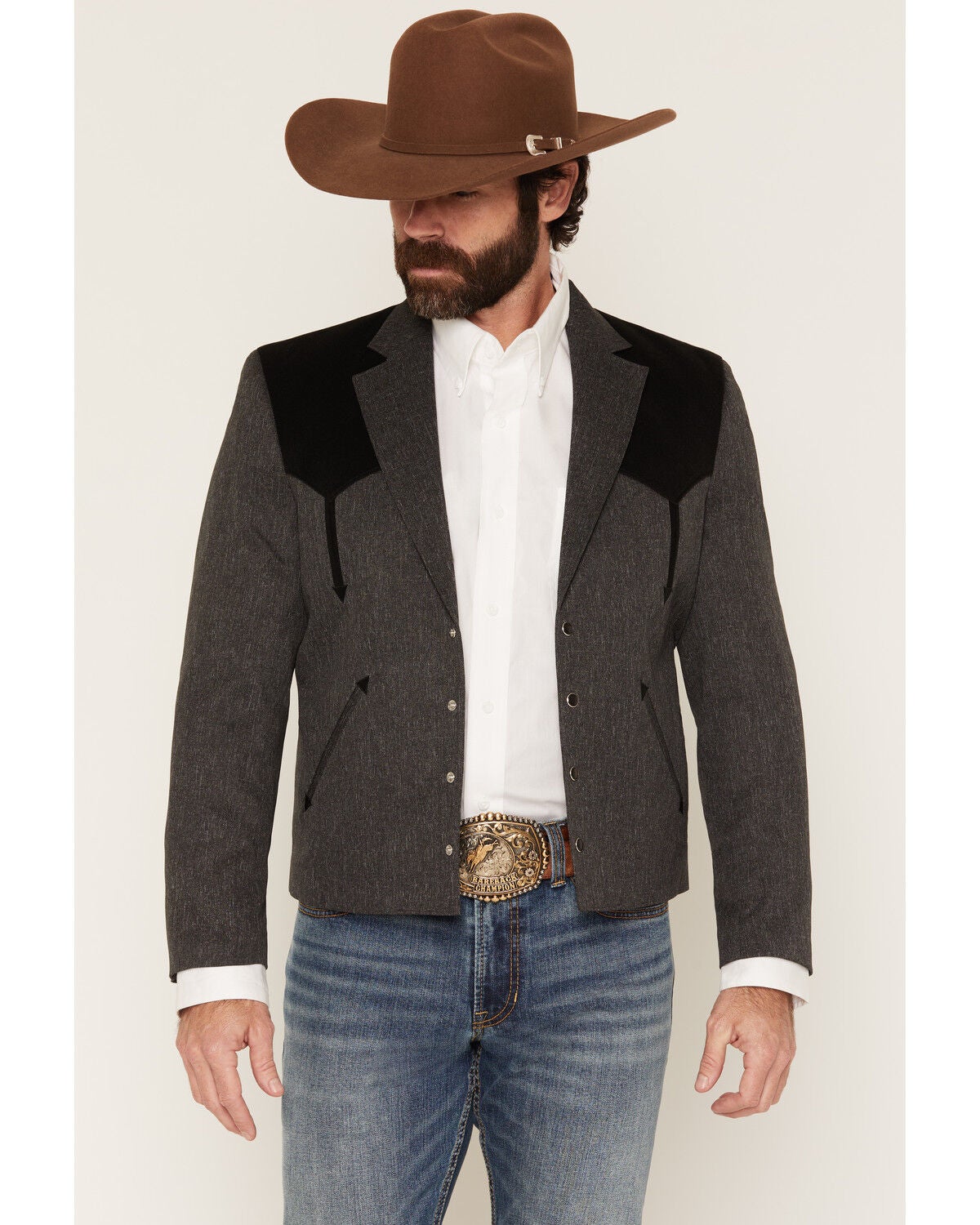 Circle S Men's Denali Snap Cropped Sportcoat, Charcoal, hi-res