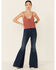 Image #2 - Mystree Women's Sweater-Knit Lace-Up Cami , Coral, hi-res