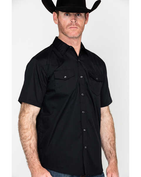 Wrangler Western Pearl Snap Short Sleeve Shirt Men's Medium Black & Gray  Quality