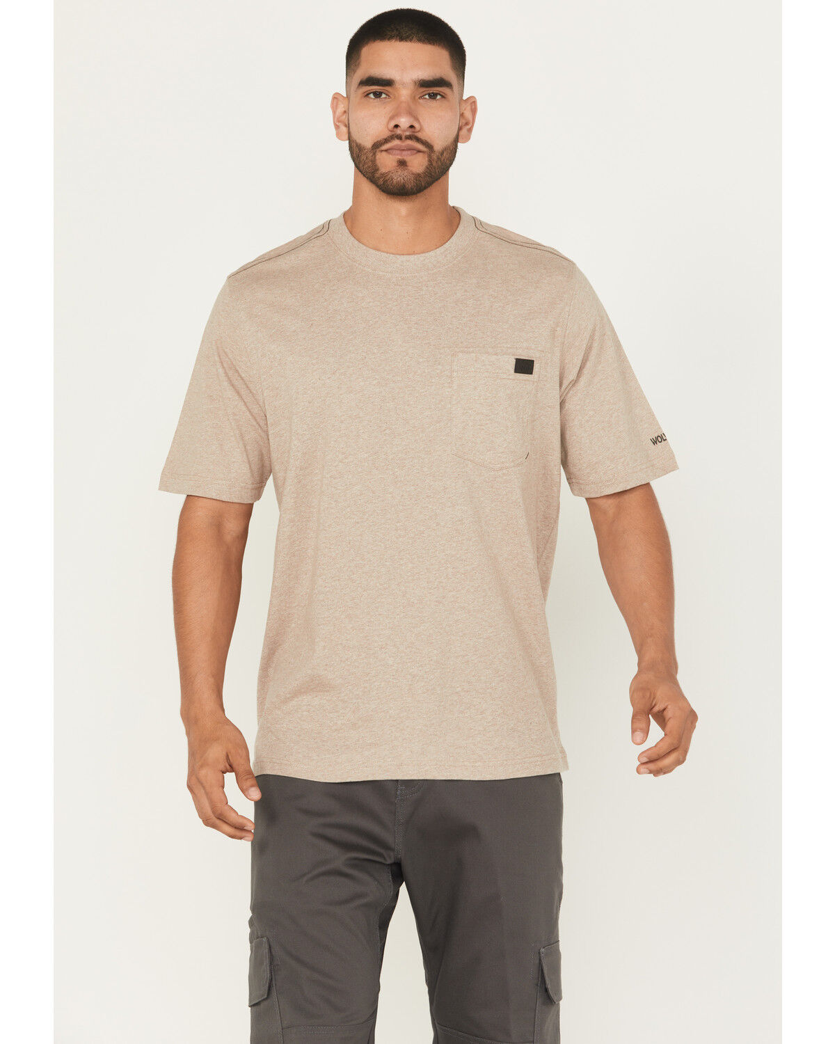 Image #1 - Wolverine Men's Solid Guardian Short Sleeve Work Pocket T-Shirt, Tan, hi-res