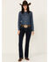 Image #3 - Hooey by Rock & Roll Denim Women's Dark Wash Mid Rise Petal Stitch Bootcut Jeans, Dark Wash, hi-res