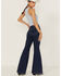 Image #3 - Shyanne Women's Mr. Flare Retro Stripe Flare Jeans, Dark Wash, hi-res