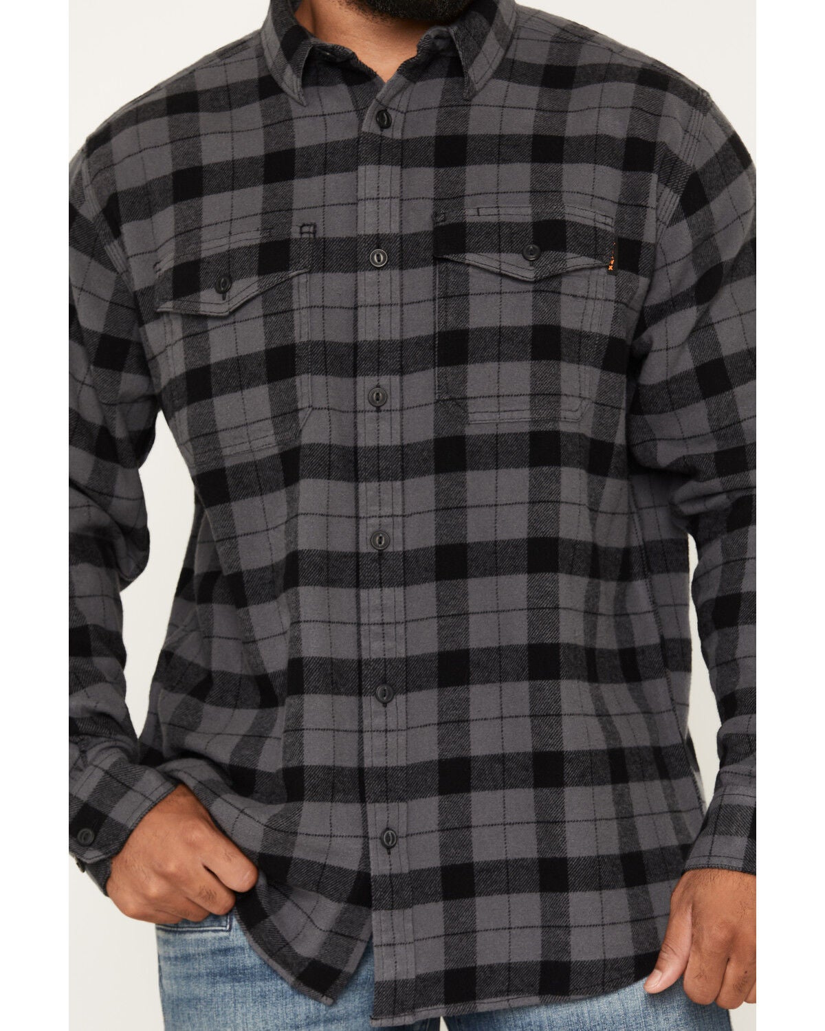 Image #3 - Hawx Men's Outlaw Plaid Print Long Sleeve Button-Down Flannel Work Shirt, Grey, hi-res