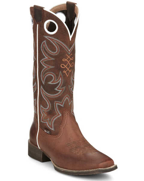 Justin Women's Western Boots - Broad Square Toe, Brown, hi-res