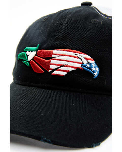 RANK 45 Women's Mexico & US Flag Bird Embroidered Mesh-Back Ball Cap , Black, hi-res