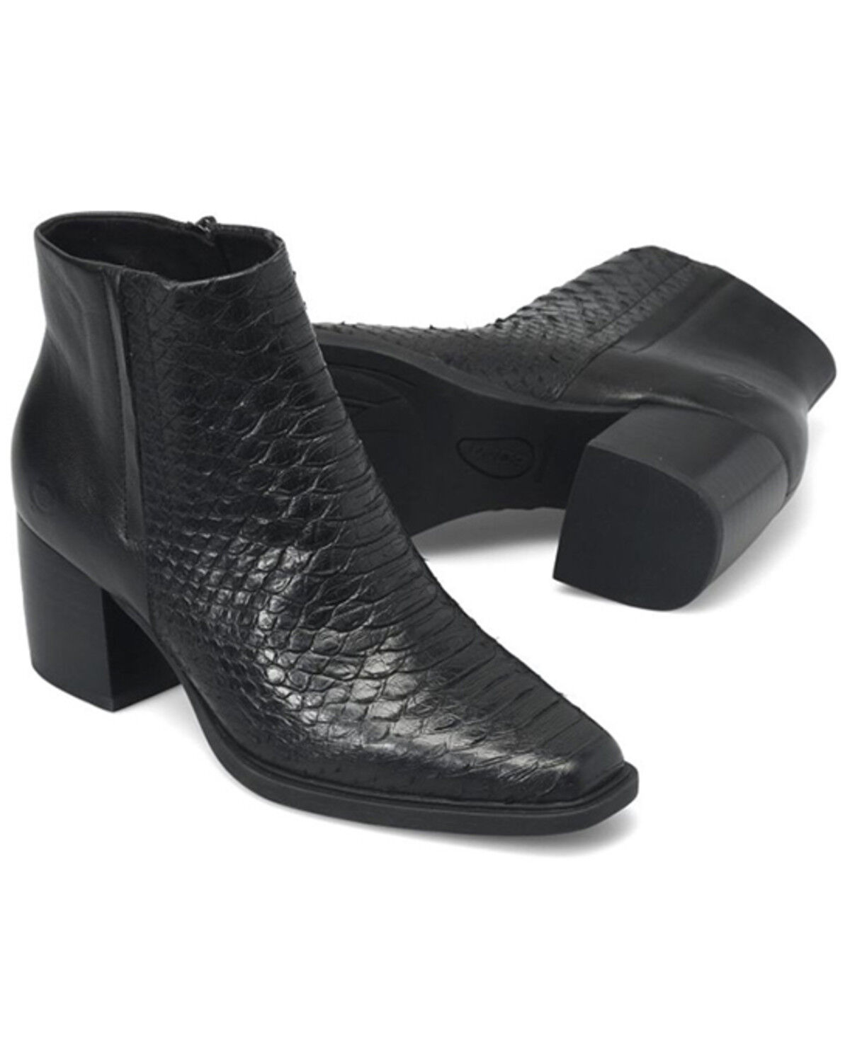 Image #3 - Born Women's Aiken Snakeskin Print Booties - Snip Toe, Black, hi-res