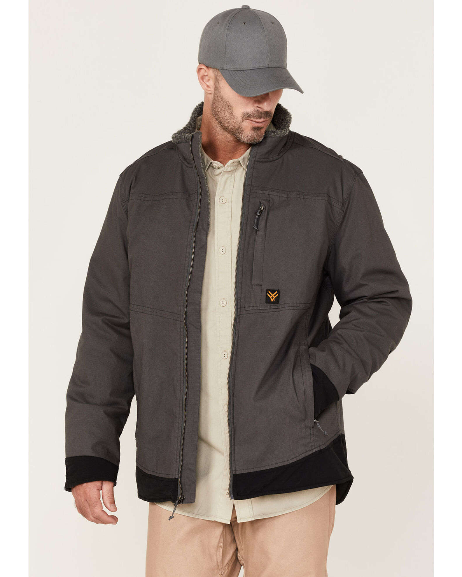 Hawx Men s Weather Ripstop Zip Front Hooded Sherpa Work Jacket Boot Barn