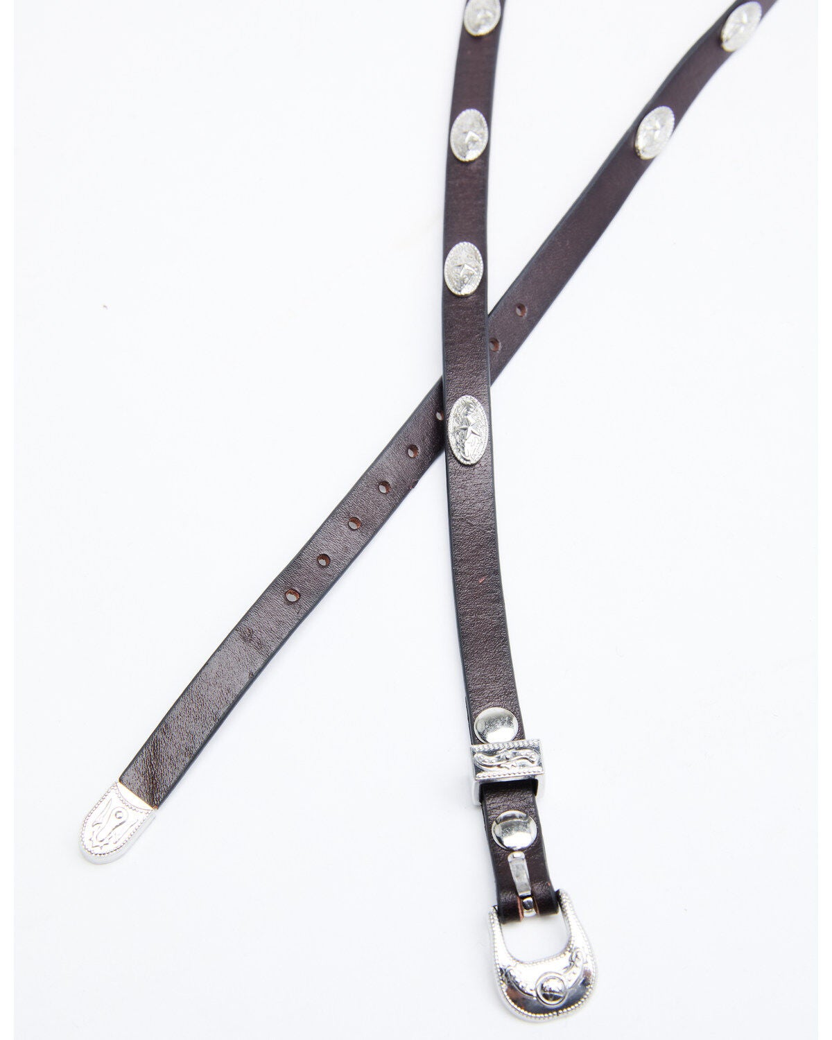 Cody James Men's Oval Silver Concho Hat Band, Brown, hi-res