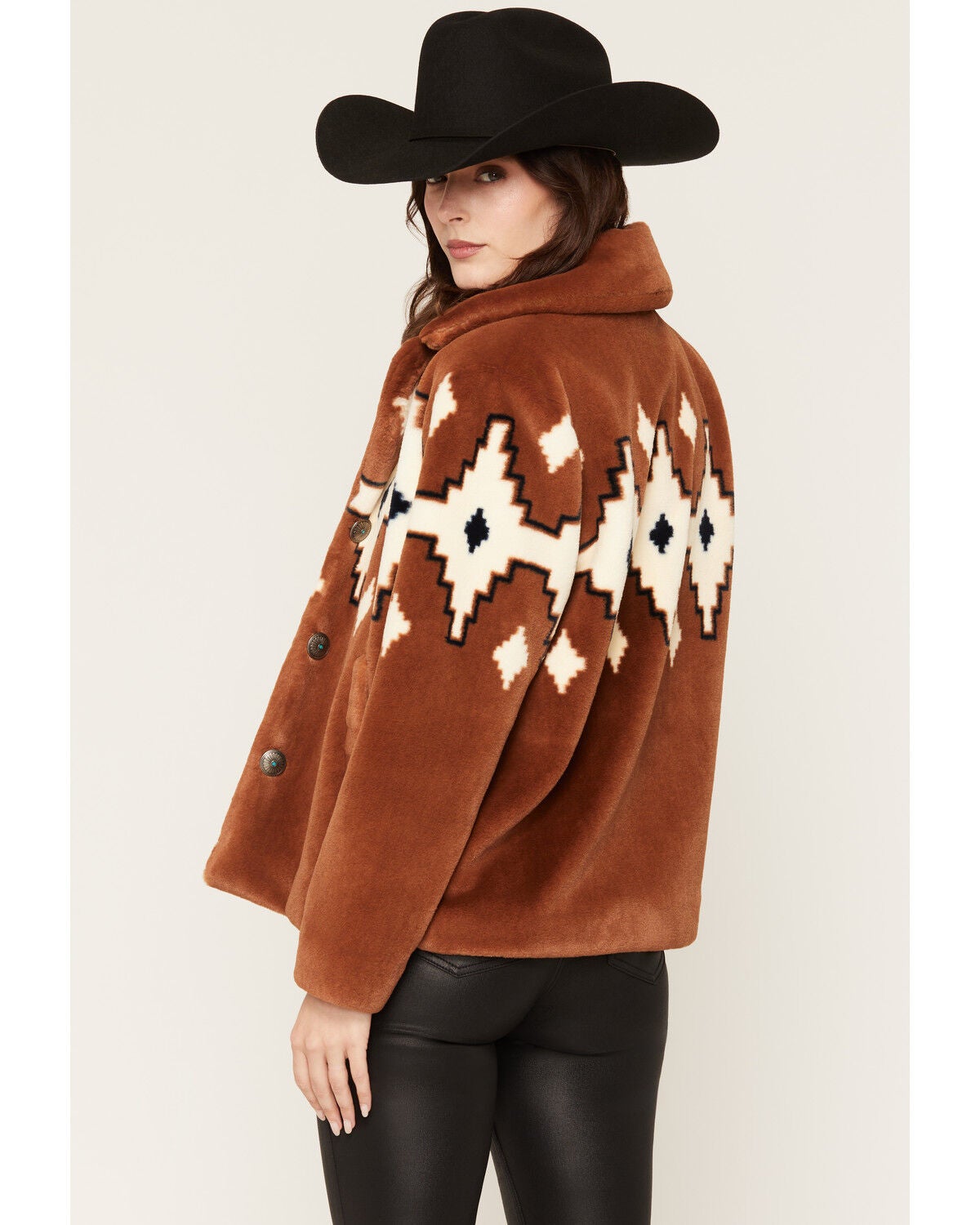 Image #4 - Idyllwind Women's Lusitano Southwestern Print Faux Fur Jacket, Bark, hi-res