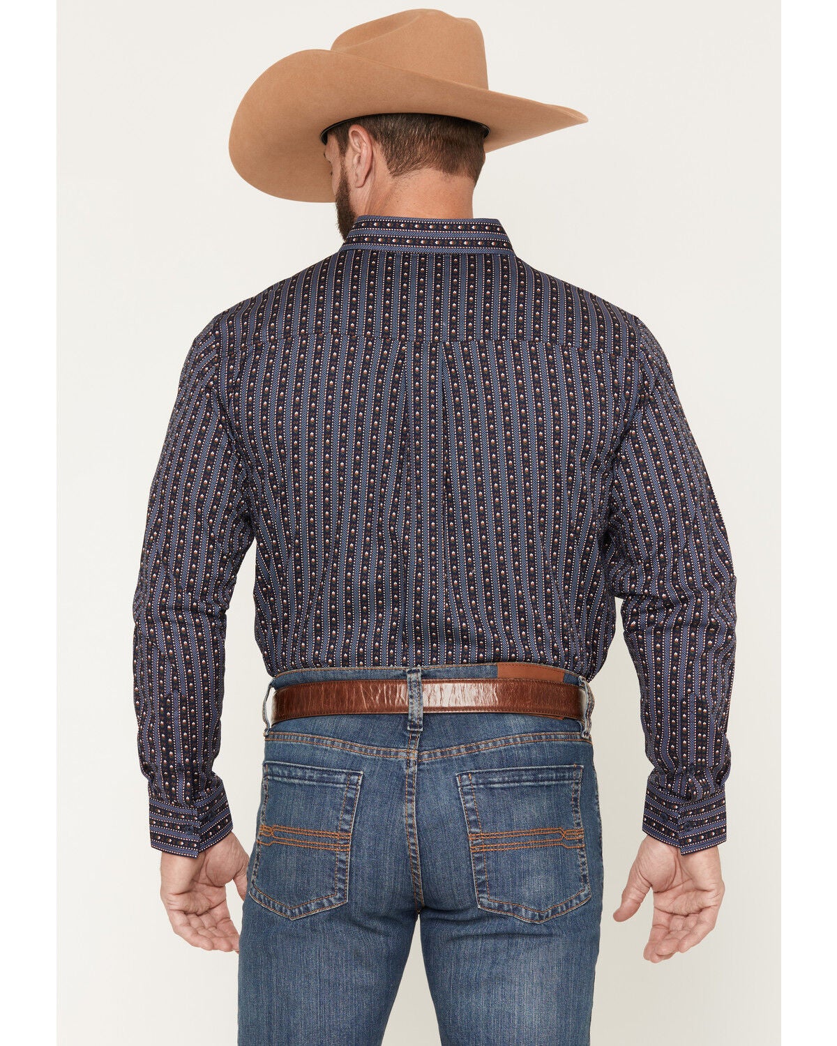 Image #4 - Cody James Men's Huckleberry Floral Striped Long Sleeve Button-Down Stretch Western Shirt, Blue, hi-res