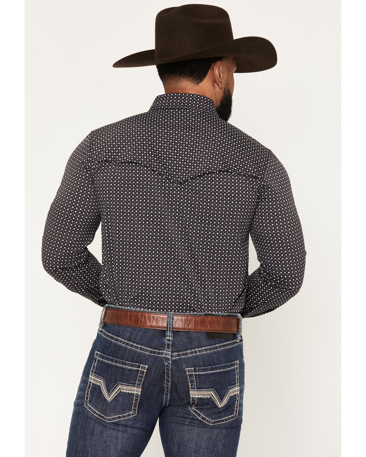 Image #4 - Rock & Roll Denim Men's TEK Geo Print Long Sleeve Snap Western Shirt, Black, hi-res