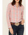 Image #3 - Ariat Women's Billie Jean Plaid Print Long Sleeve Button-Down Western Shirt, Rose, hi-res