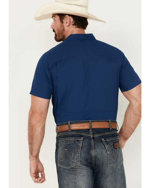 Image #4 - Ariat Men's VentTEK Outbound Solid Short Sleeve Fitted Performance Shirt, Dark Blue, hi-res