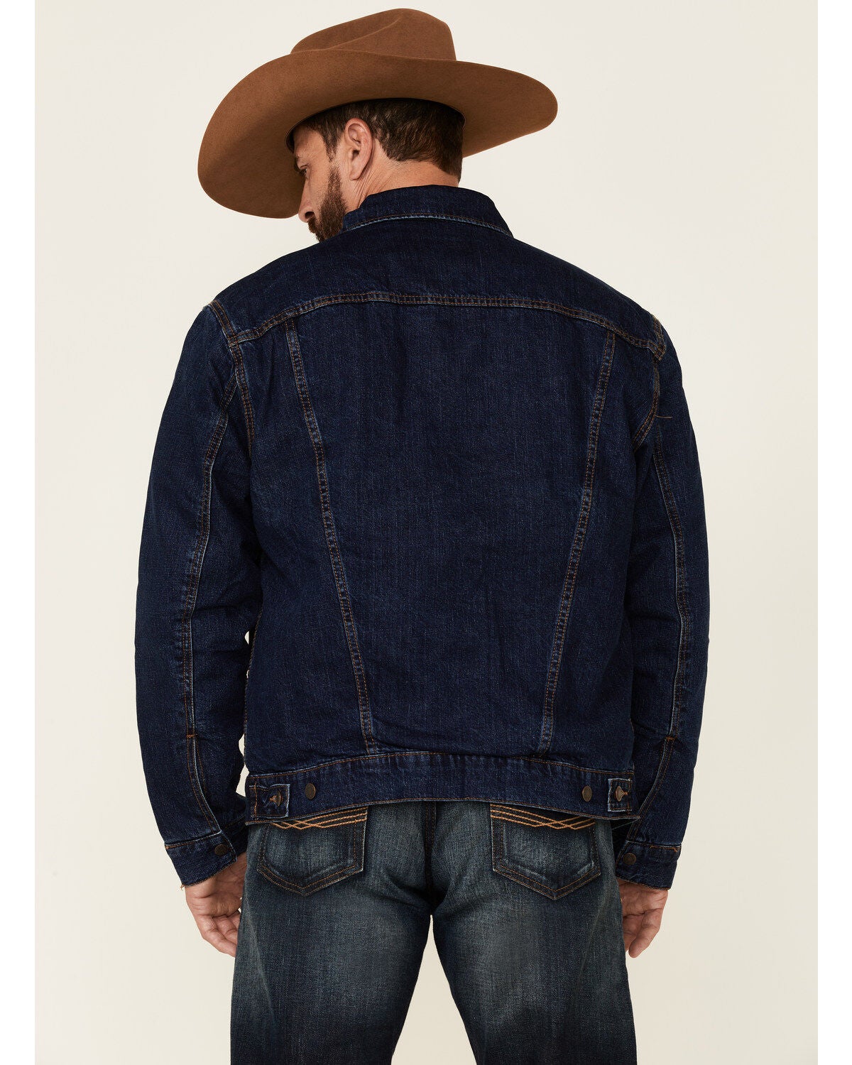Image #4 - Wrangler Men's Rodeo Dark Wash Lined Stripe Button-Front Denim Jacket , , hi-res