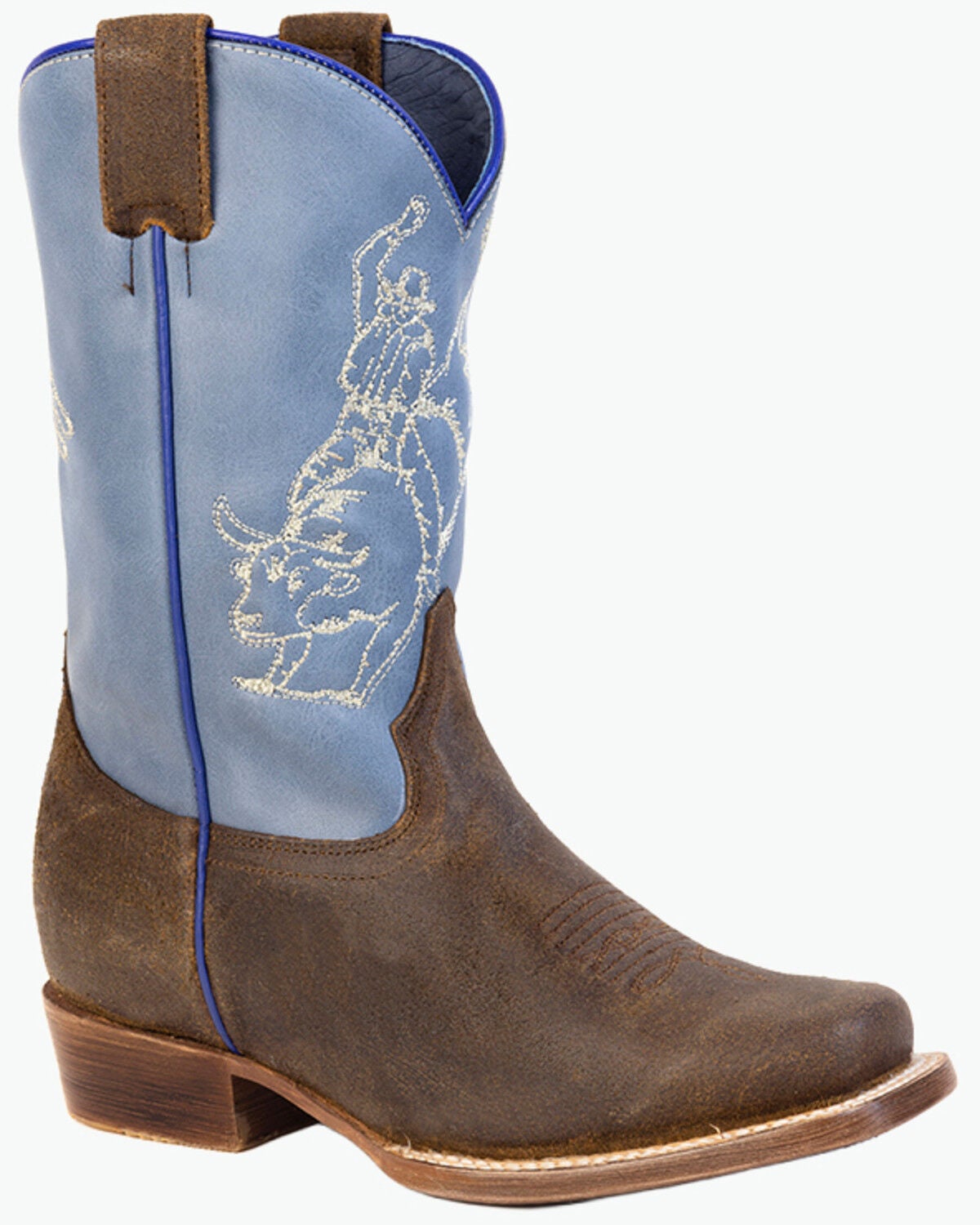 Image #1 - Roper Boys' Beau Embroidered Western Boots - Square Toe, Brown, hi-res