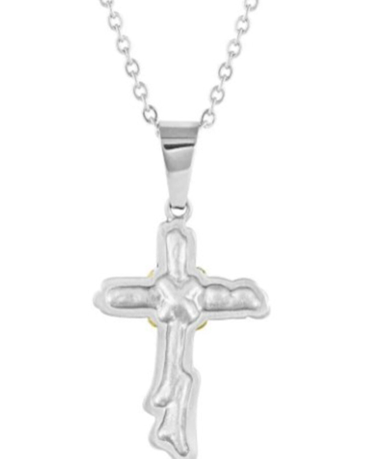 Image #2 - Montana Silversmiths Men's Rugged Faith Cross Necklace, Silver, hi-res