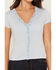 Image #3 - Originality Women's Ruffle Short Sleeve Puff Top, Blue, hi-res