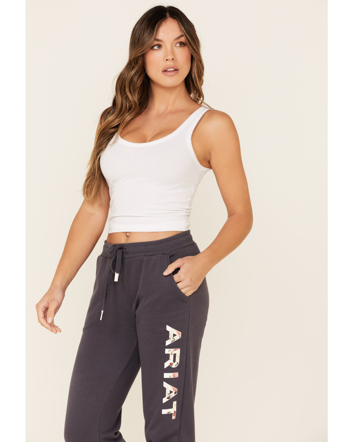 Image #2 - Ariat Women's Grey Logo Jogger Sweatpants, , hi-res