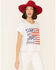 Image #1 - Cut & Paste Women's Stars & Stripes Forever Graphic Crop Tee , Ivory, hi-res