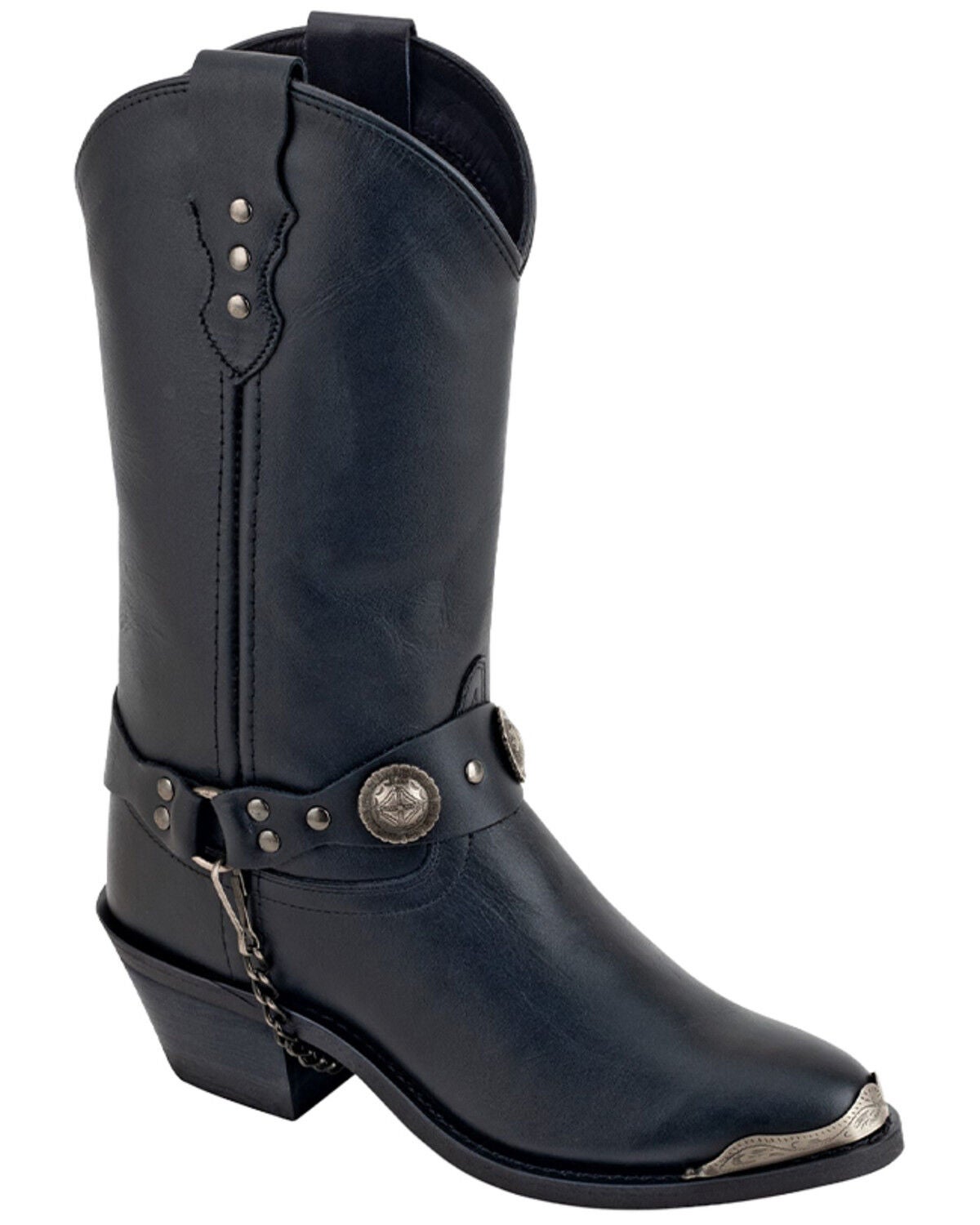Old West Women's Harness Western Boots - Round Toe, Black, hi-res