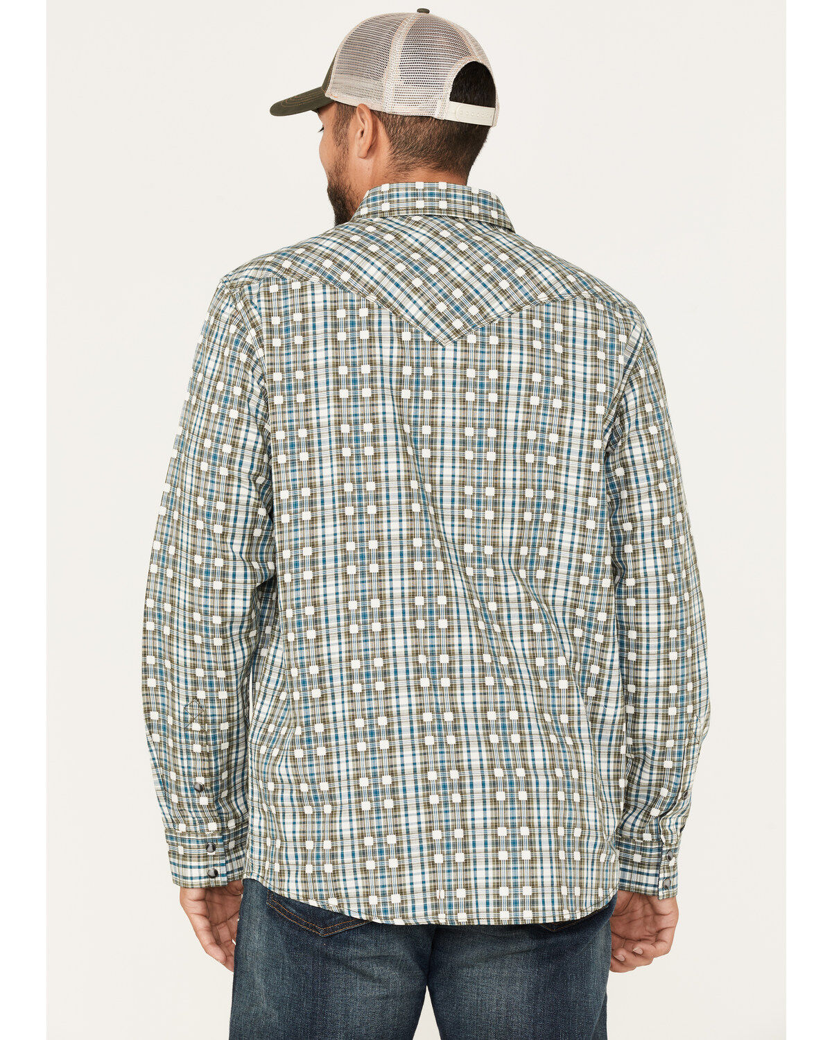 Image #4 - Moonshine Spirit Men's Rough Patch Plaid Snap Western Shirt, Cream, hi-res