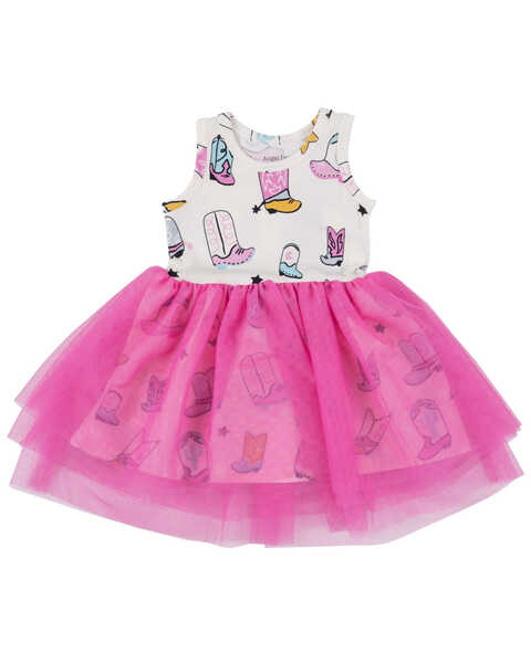 Angel Dear Infant Girls' Boot Print Sleeveless Tutu Dress, Pink, hi-res