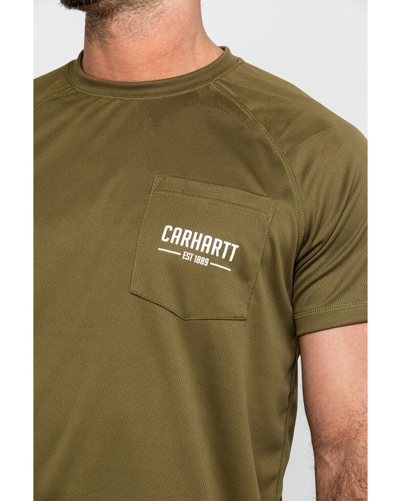 Carhartt Men S Olive Force Birdseye Graphic Short Sleeve Work T