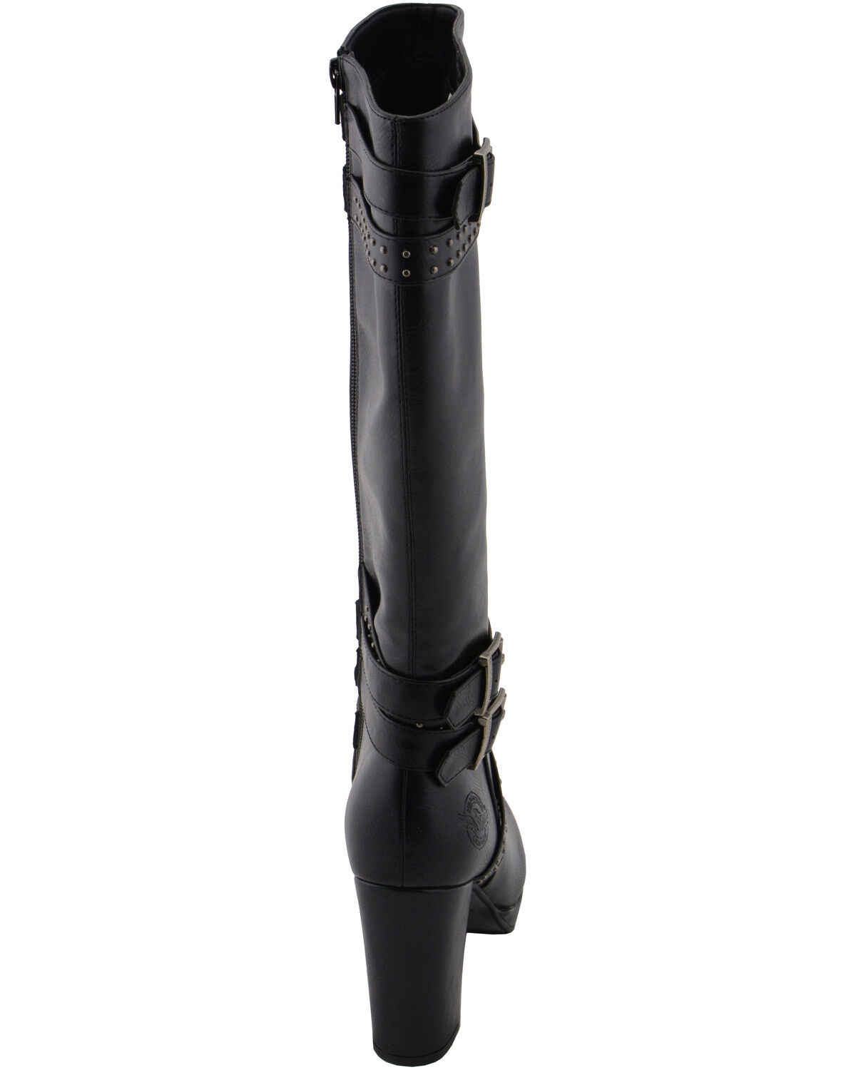 Image #7 - Milwaukee Leather Women's Platform Heel Studded Strap Boot - Round Toe, Black, hi-res