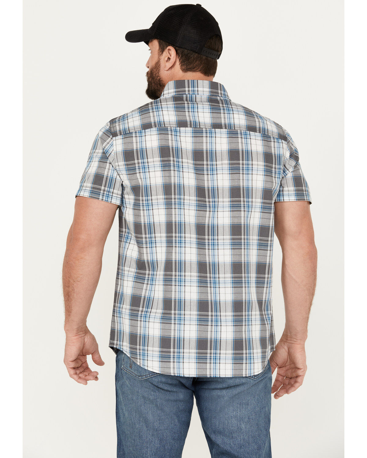 Image #4 - Brothers and Sons Men's Wagoner Plaid Print Short Sleeve Button-Down Western Shirt, White, hi-res