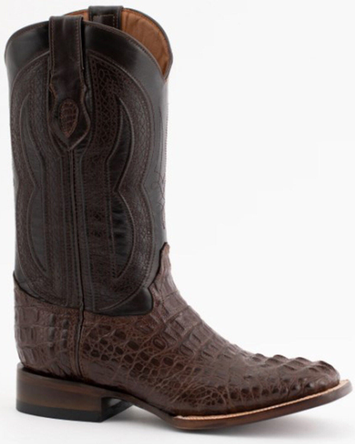 Ferrini Men's Exotic Caiman Western Boots - Broad Square Toe, Chocolate, hi-res
