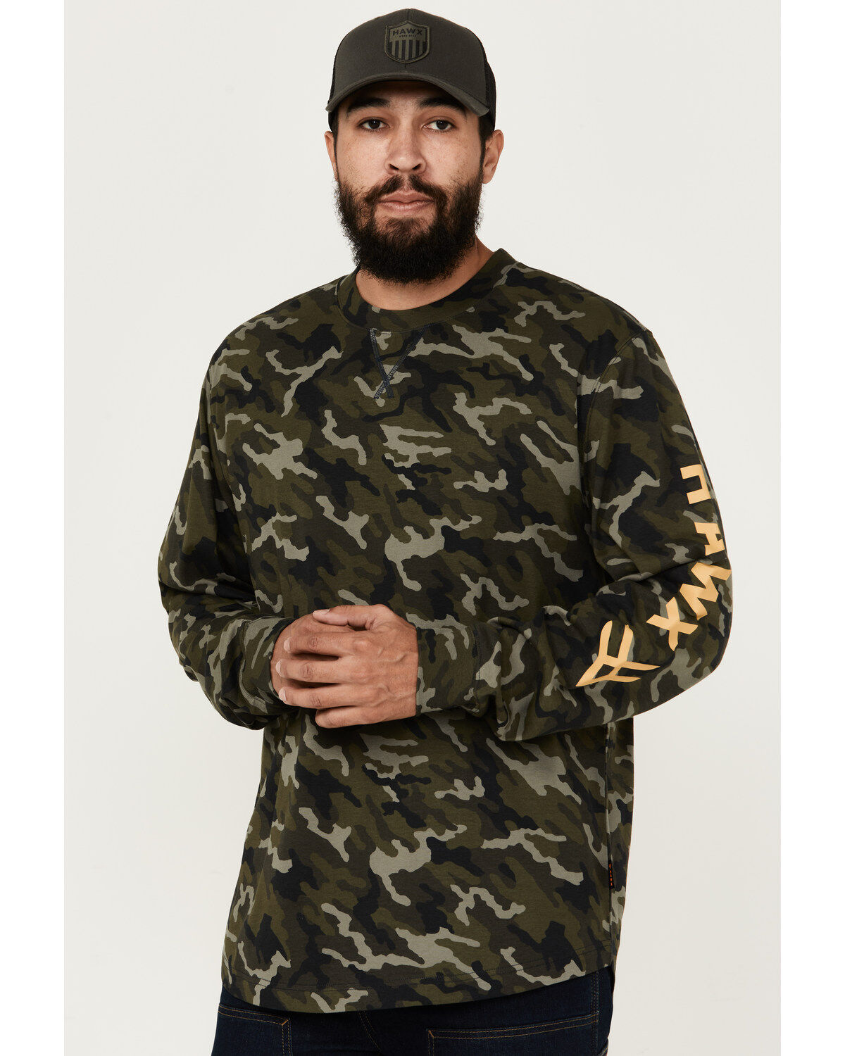 Image #2 - Hawx Men's Camo Print Long Sleeve Logo T-Shirt, Camouflage, hi-res