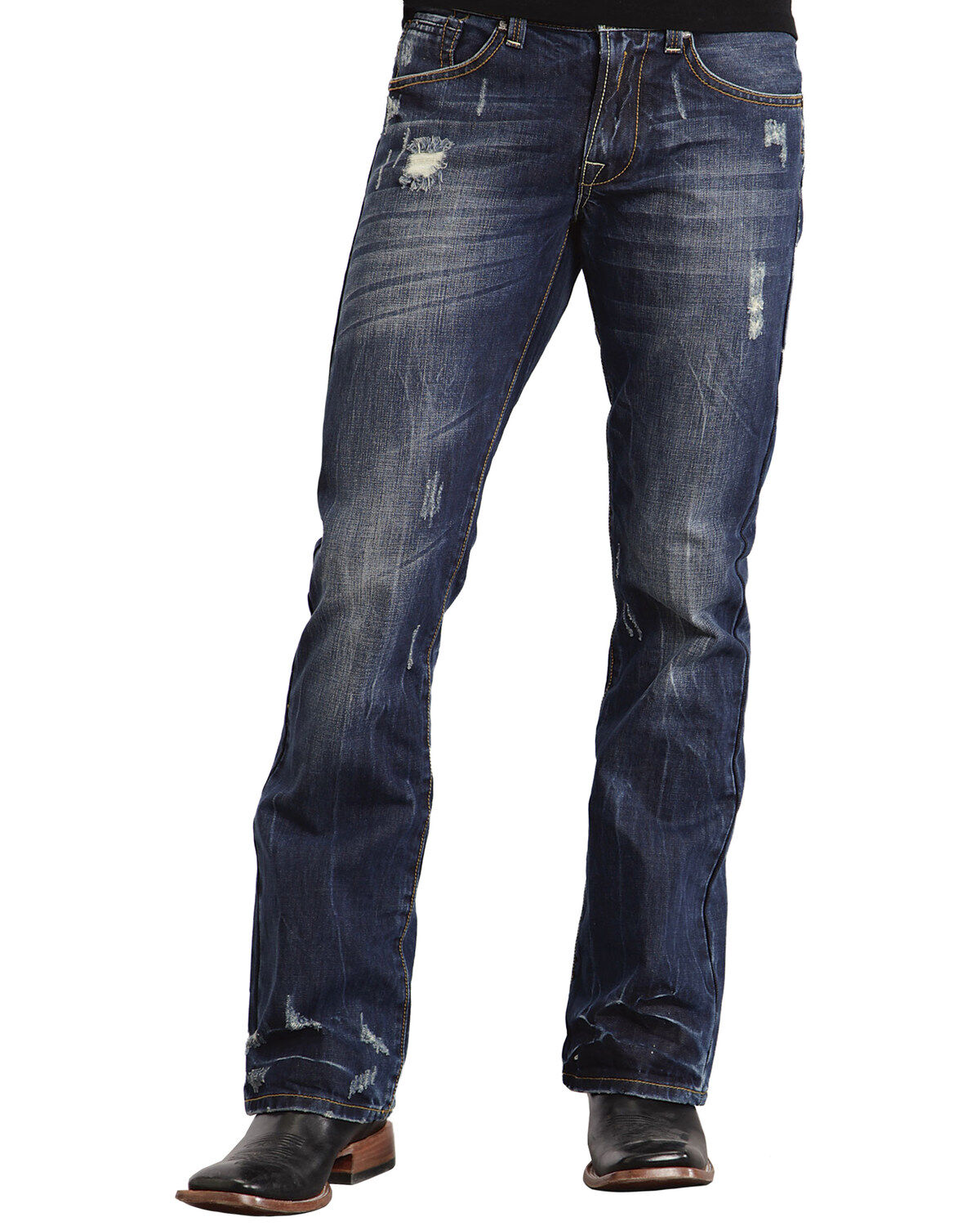 Image #3 - Stetson Men's Rocker Fit Straight Leg Jeans, Dark Stone, hi-res