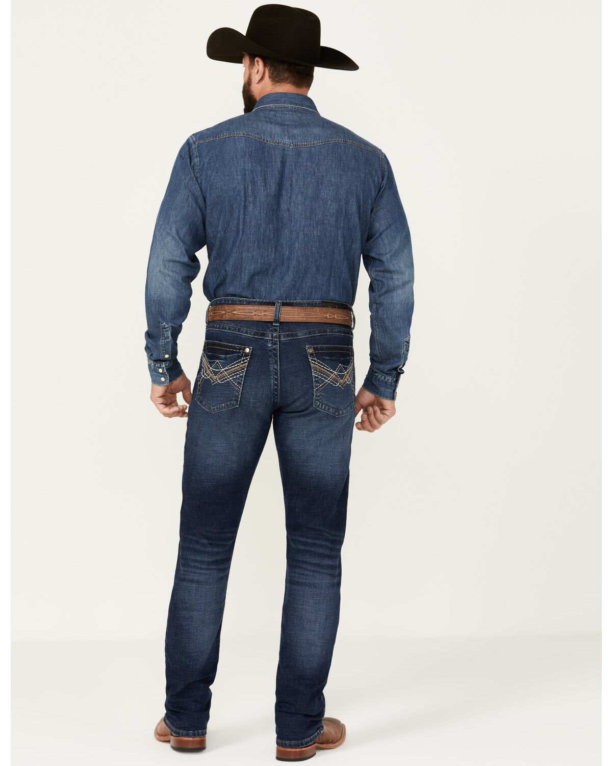 Image #3 - Rock 47 by Wrangler Men's Cowboy Kiss Dark Wash Slim Straight Stretch Denim Jeans, Dark Wash, hi-res