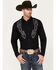 Image #1 - Moonshine Spirit Men's Boot Stitch Long Sleeve Snap Western Shirt, Black, hi-res