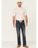 Rough Stock by Panhandle Men's Pinstripe Short Sleeve Button Down Western Shirt , Orange, hi-res