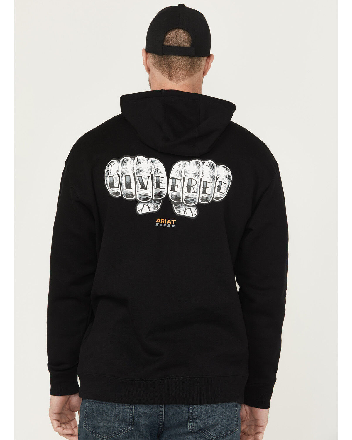 Image #1 - Ariat Men's Rebar Workman Bare Knuckle Hooded Sweatshirt, Black, hi-res