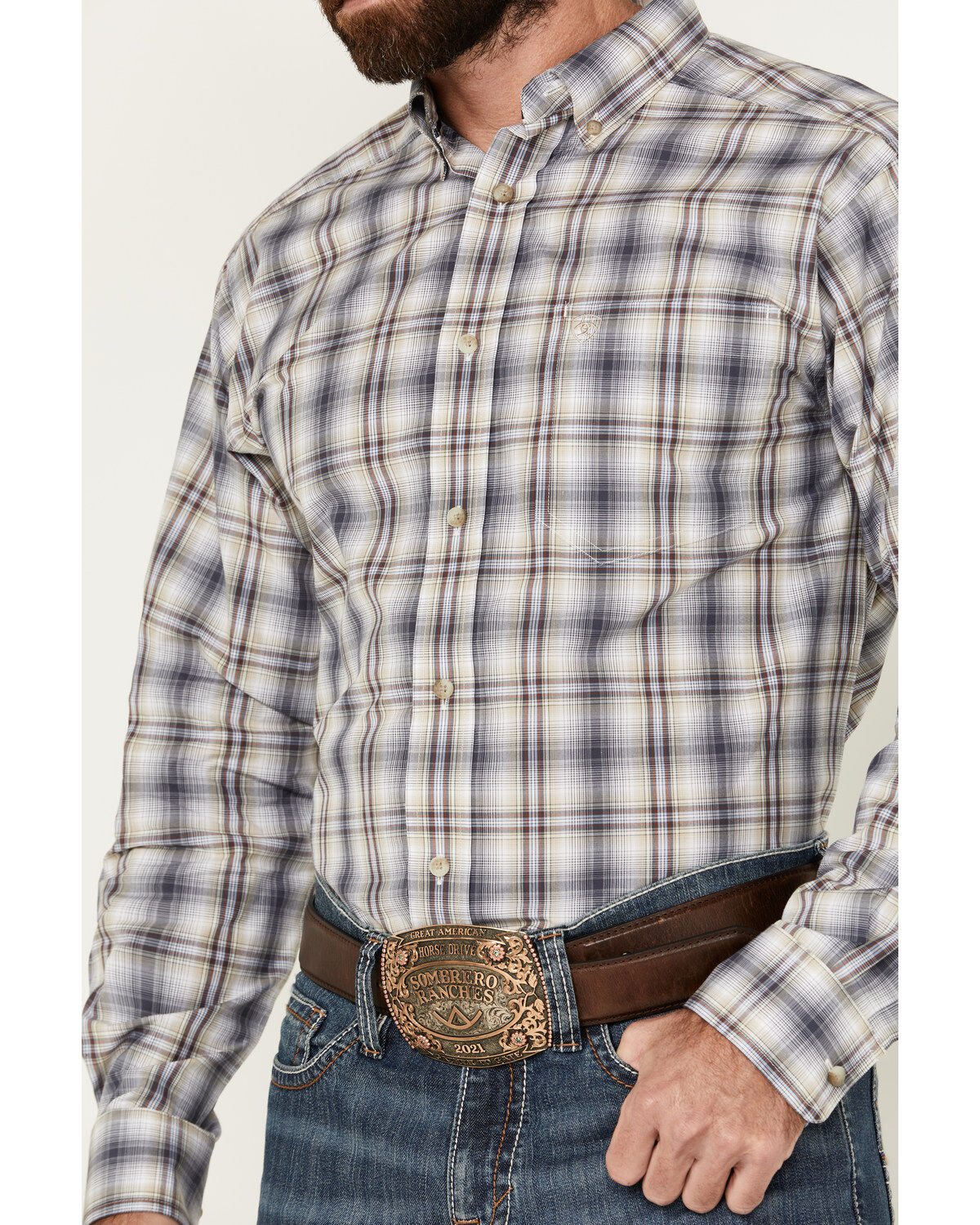 Image #3 - Ariat Men's Pro Series Dash Plaid Print Long Sleeve Button-Down Western Shirt, , hi-res