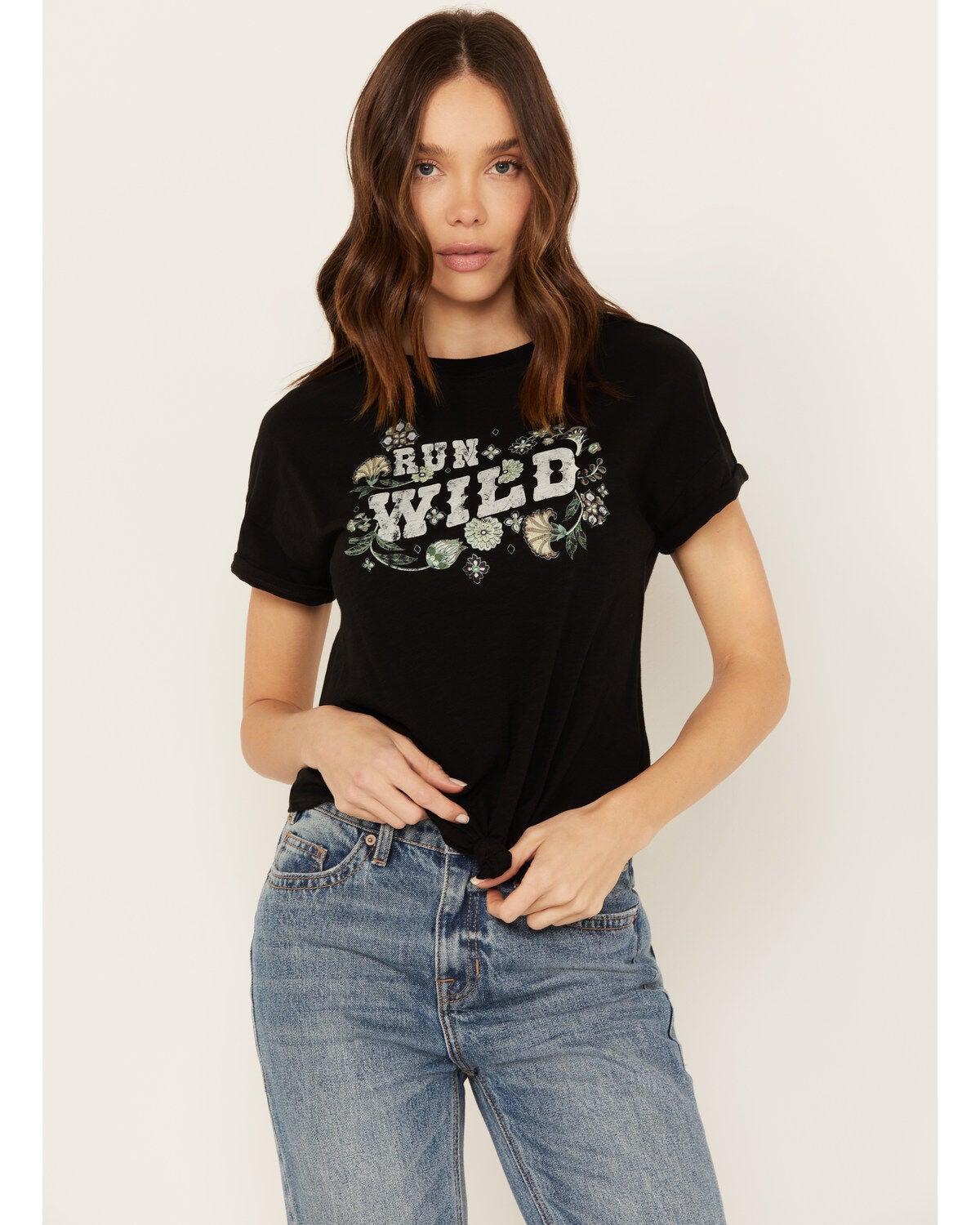 Shyanne Women's Run Wild Short Sleeve Graphic Tee, Black, hi-res