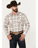 Rough Stock by Panhandle Men's Ombre Plaid Print Long Sleeve Snap Stretch Western Shirt, Brown, hi-res